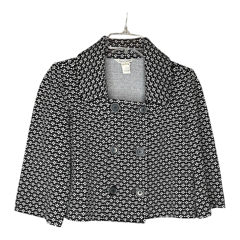 White House Black Market Cropped/Bolero Blk/White Pattern Jacket SZ 6